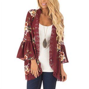 Halife Summer Lace Pleated Kimono Cardigan